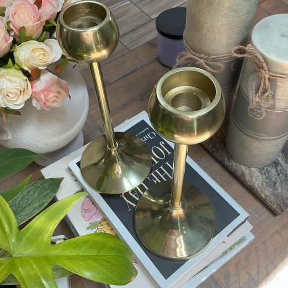 Threshold 11’ Brass Gold Tone Candle Holder Chalice Cup MCM Style - Picture 6 of 11